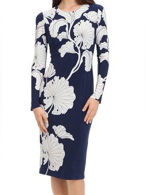 Maggy London Long Sleeved Sheath Midi Dress